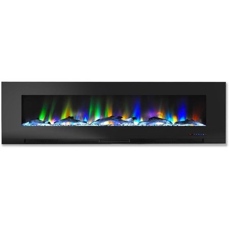 CAMBRIDGE Cambridge CAM60WMEF-1BLK 60 in. Color Changing Wall Mount Electric Fireplace; Black CAM60WMEF-1BLK